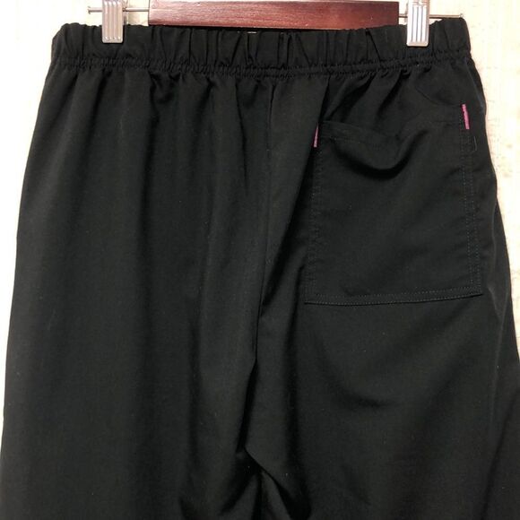 Scrubstar S Black four pocket w/pink trim details scrub bottom pants - Picture 2 of 14